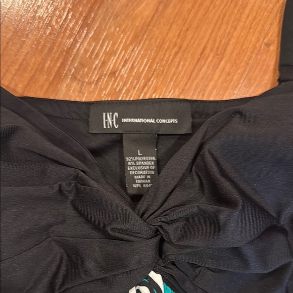 INC International Concepts Black and Blue Bustier A-line Midi Dress - Picture 2 of 3